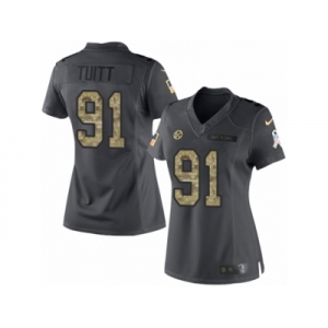 Women's Nike Pittsburgh Steelers #91 Stephon Tuitt Limited Black 2016 Salute to Service NFL Jersey