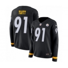 Women's Nike Pittsburgh Steelers #91 Stephon Tuitt Limited Black Therma Long Sleeve NFL Jersey