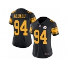 Women's Nike Pittsburgh Steelers #94 Tyson Alualu Limited Black Rush NFL Jersey