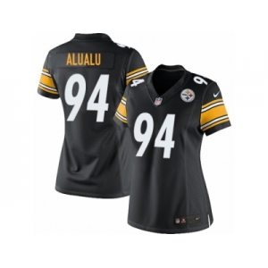 Women's Nike Pittsburgh Steelers #94 Tyson Alualu Limited Black Team Color NFL Jersey