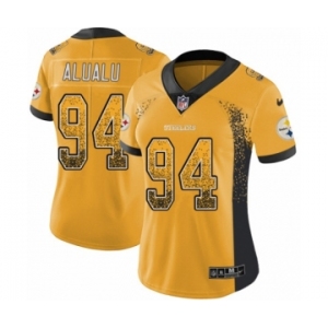 Women's Nike Pittsburgh Steelers #94 Tyson Alualu Limited Gold Rush Drift Fashion NFL Jersey