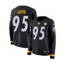 Women's Nike Pittsburgh Steelers #95 Greg Lloyd Limited Black Therma Long Sleeve NFL Jersey