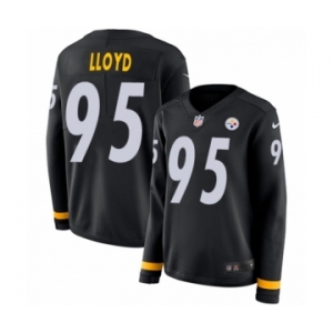 Women's Nike Pittsburgh Steelers #95 Greg Lloyd Limited Black Therma Long Sleeve NFL Jersey