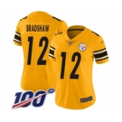 Women's Pittsburgh Steelers #12 Terry Bradshaw Limited Gold Inverted Legend 100th Season Football Jersey