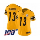 Women's Pittsburgh Steelers #13 James Washington Limited Gold Inverted Legend 100th Season Football Jersey