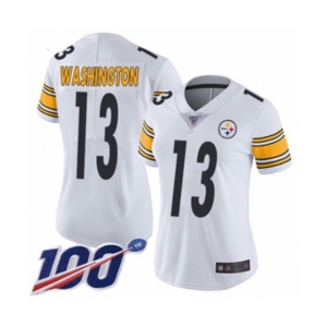 Women's Pittsburgh Steelers #13 James Washington White Vapor Untouchable Limited Player 100th Season Football Jersey