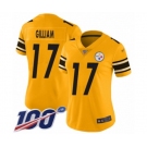 Women's Pittsburgh Steelers #17 Joe Gilliam Limited Gold Inverted Legend 100th Season Football Jersey