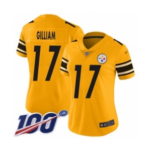 Women's Pittsburgh Steelers #17 Joe Gilliam Limited Gold Inverted Legend 100th Season Football Jersey