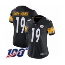 Women's Pittsburgh Steelers #19 JuJu Smith-Schuster Black Team Color Vapor Untouchable Limited Player 100th Season Football Jersey