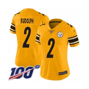 Women's Pittsburgh Steelers #2 Mason Rudolph Limited Gold Inverted Legend 100th Season Football Jersey