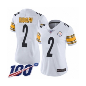 Women's Pittsburgh Steelers #2 Mason Rudolph White Vapor Untouchable Limited Player 100th Season Football Jersey