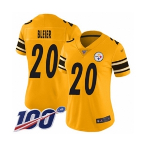 Women's Pittsburgh Steelers #20 Rocky Bleier Limited Gold Inverted Legend 100th Season Football Jersey