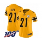 Women's Pittsburgh Steelers #21 Sean Davis Limited Gold Inverted Legend 100th Season Football Jersey