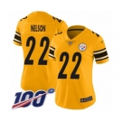 Women's Pittsburgh Steelers #22 Steven Nelson Limited Gold Inverted Legend 100th Season Football Jersey