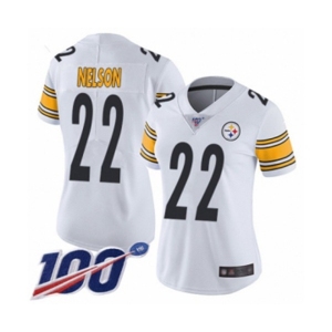 Women's Pittsburgh Steelers #22 Steven Nelson White Vapor Untouchable Limited Player 100th Season Football Jersey