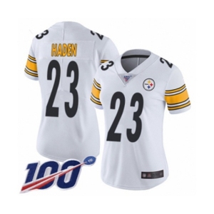 Women's Pittsburgh Steelers #23 Joe Haden White Vapor Untouchable Limited Player 100th Season Football Jersey