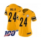 Women's Pittsburgh Steelers #24 Benny Snell Jr. Limited Gold Inverted Legend 100th Season Football Jersey