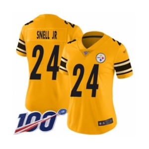 Women's Pittsburgh Steelers #24 Benny Snell Jr. Limited Gold Inverted Legend 100th Season Football Jersey