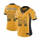 Women's Pittsburgh Steelers #24 Coty Sensabaugh Gold Rush Drift Fashion Football Jersey