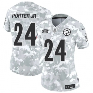 Women's Pittsburgh Steelers #24 Joey Porter Jr. 2024 F.U.S.E Arctic Camo Salute To Service Limited Stitched Football Jersey