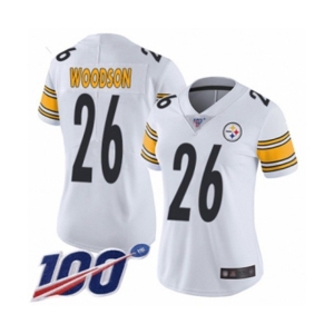 Women's Pittsburgh Steelers #26 Rod Woodson White Vapor Untouchable Limited Player 100th Season Football Jersey