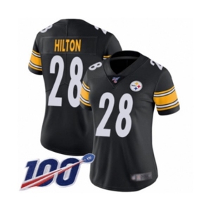 Women's Pittsburgh Steelers #28 Mike Hilton Black Team Color Vapor Untouchable Limited Player 100th Season Football Jersey