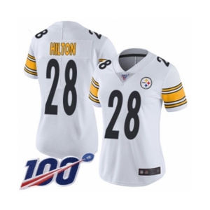 Women's Pittsburgh Steelers #28 Mike Hilton White Vapor Untouchable Limited Player 100th Season Football Jersey