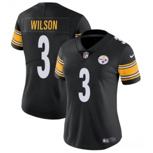 Women's Pittsburgh Steelers #3 Russell Wilson Black Vapor Football Stitched Jersey