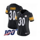 Women's Pittsburgh Steelers #30 James Conner Black Team Color Vapor Untouchable Limited Player 100th Season Football Jersey