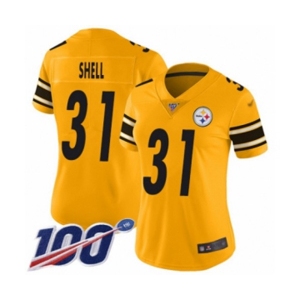 Women's Pittsburgh Steelers #31 Donnie Shell Limited Gold Inverted Legend 100th Season Football Jersey