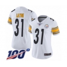 Women's Pittsburgh Steelers #31 Justin Layne White Vapor Untouchable Limited Player 100th Season Football Jersey