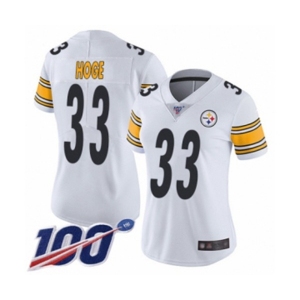 Women's Pittsburgh Steelers #33 Merril Hoge White Vapor Untouchable Limited Player 100th Season Football Jersey