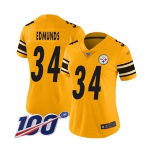 Women's Pittsburgh Steelers #34 Terrell Edmunds Limited Gold Inverted Legend 100th Season Football Jersey