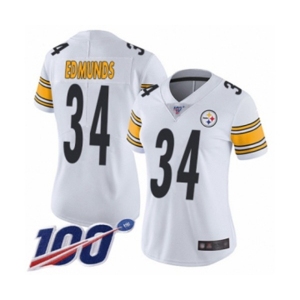 Women's Pittsburgh Steelers #34 Terrell Edmunds White Vapor Untouchable Limited Player 100th Season Football Jersey