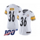 Women's Pittsburgh Steelers #36 Jerome Bettis White Vapor Untouchable Limited Player 100th Season Football Jersey