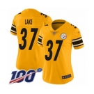 Women's Pittsburgh Steelers #37 Carnell Lake Limited Gold Inverted Legend 100th Season Football Jersey