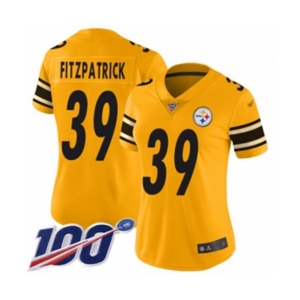 Women's Pittsburgh Steelers #39 Minkah Fitzpatrick Limited Gold Inverted Legend 100th Season Football Jersey