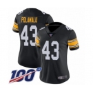 Women's Pittsburgh Steelers #43 Troy Polamalu Black Alternate Vapor Untouchable Limited Player 100th Season Football Jersey