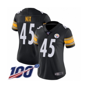 Women's Pittsburgh Steelers #45 Roosevelt Nix Black Team Color Vapor Untouchable Limited Player 100th Season Football Jersey