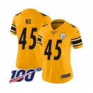 Women's Pittsburgh Steelers #45 Roosevelt Nix Limited Gold Inverted Legend 100th Season Football Jersey