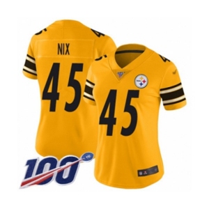 Women's Pittsburgh Steelers #45 Roosevelt Nix Limited Gold Inverted Legend 100th Season Football Jersey
