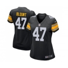 Women's Pittsburgh Steelers #47 Mel Blount Game Black Alternate Football Jersey