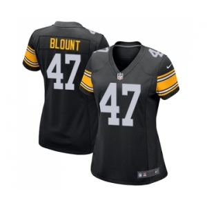 Women's Pittsburgh Steelers #47 Mel Blount Game Black Alternate Football Jersey