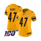 Women's Pittsburgh Steelers #47 Mel Blount Limited Gold Inverted Legend 100th Season Football Jersey