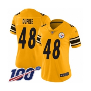 Women's Pittsburgh Steelers #48 Bud Dupree Limited Gold Inverted Legend 100th Season Football Jersey