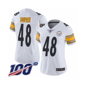 Women's Pittsburgh Steelers #48 Bud Dupree White Vapor Untouchable Limited Player 100th Season Football Jersey