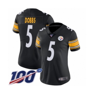 Women's Pittsburgh Steelers #5 Joshua Dobbs Black Team Color Vapor Untouchable Limited Player 100th Season Football Jersey