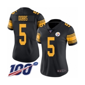 Women's Pittsburgh Steelers #5 Joshua Dobbs Limited Black Rush Vapor Untouchable 100th Season Football Jersey