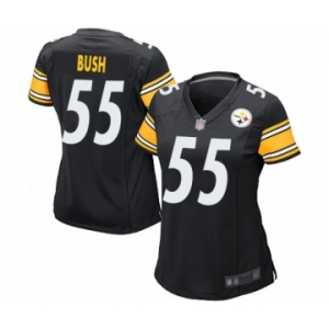 Women's Pittsburgh Steelers #55 Devin Bush Game Black Team Color Football Jersey