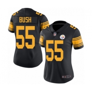 Women's Pittsburgh Steelers #55 Devin Bush Limited Black Rush Vapor Untouchable Football Jersey